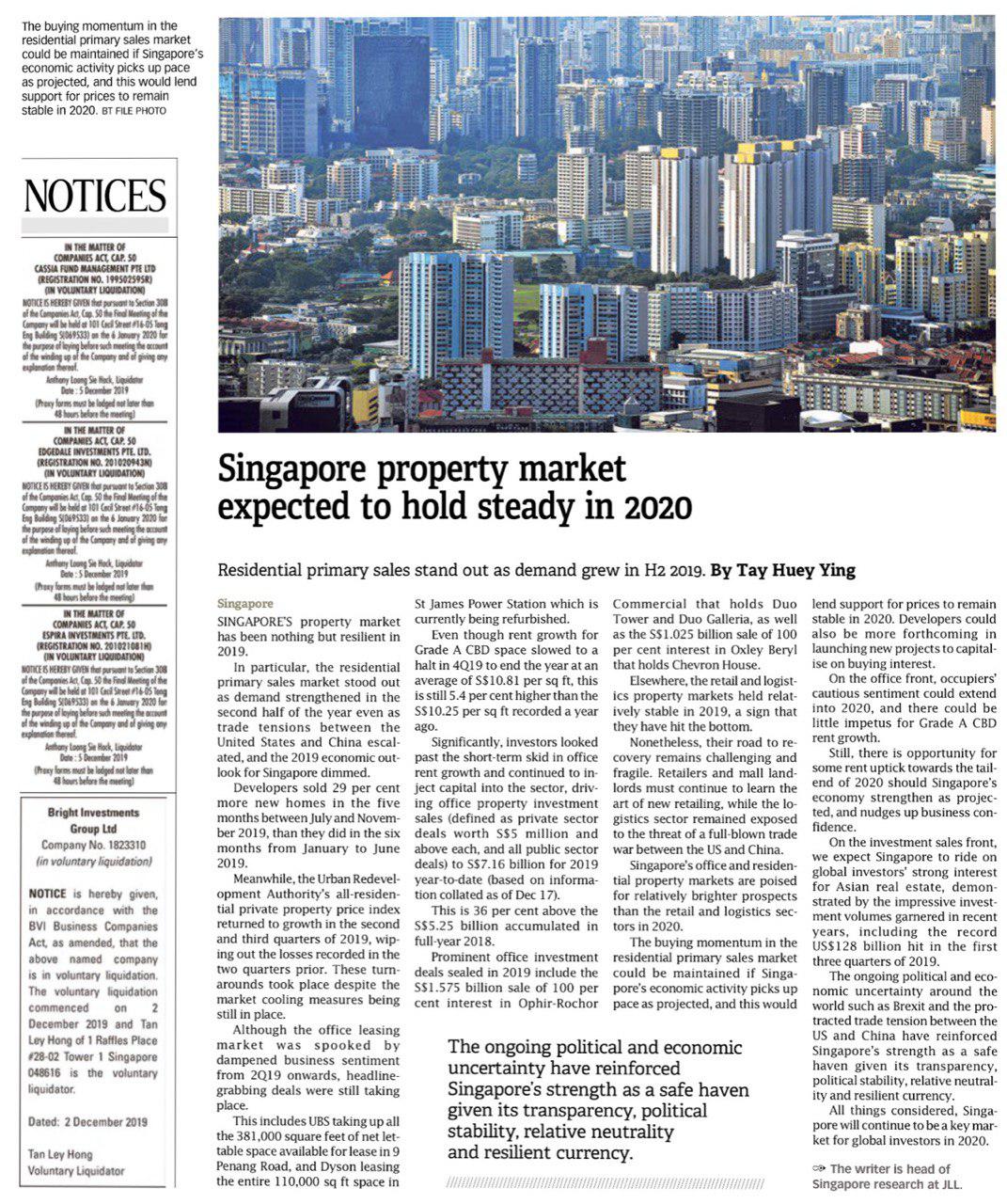 singapore-property-market-expected-to-hold-steady-in-2020